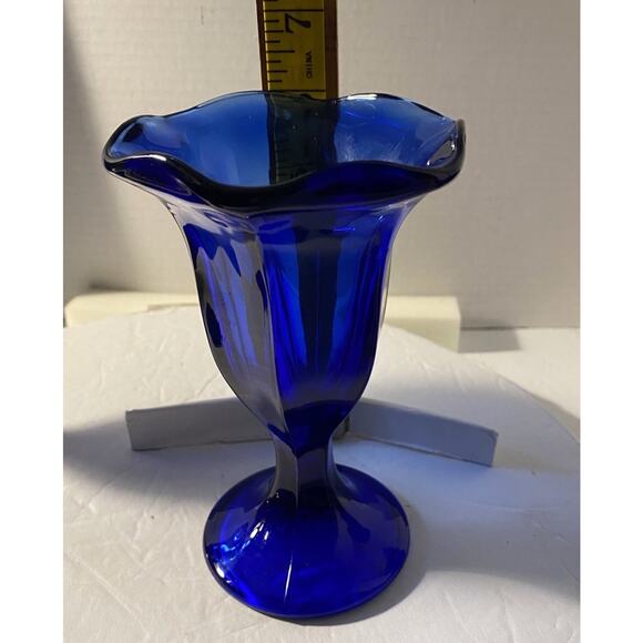 4 Cobalt Blue Glass Ice Cream Sundae Parfait Tulip Goblets 6" Anchor Hocking - Picture 8 of 8